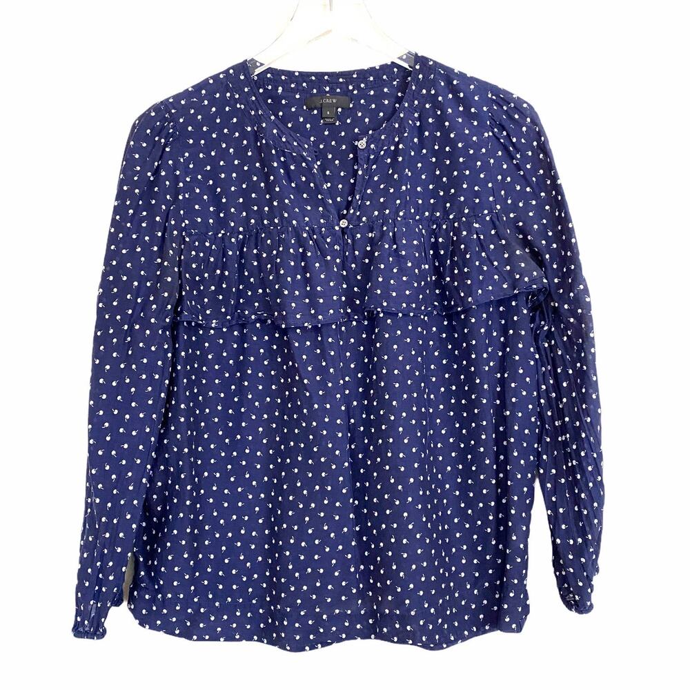 J.Crew Cherry Print Ruffle Detail Popover Small